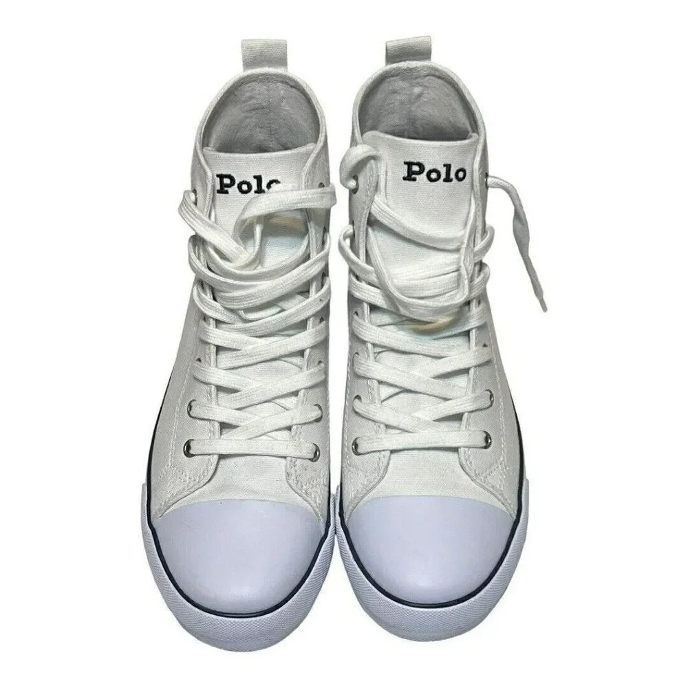 Polo Ralph Lauren High Top Sneakers Toddler Size 10 White Good‎ Polo Bear Canvas